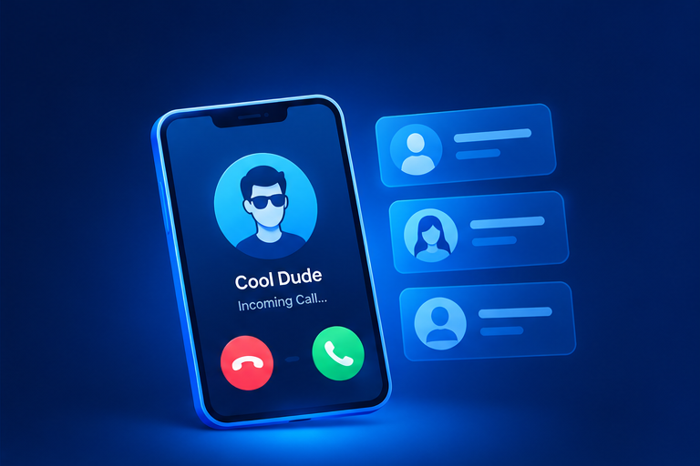 Fake caller profile and incoming call simulation
